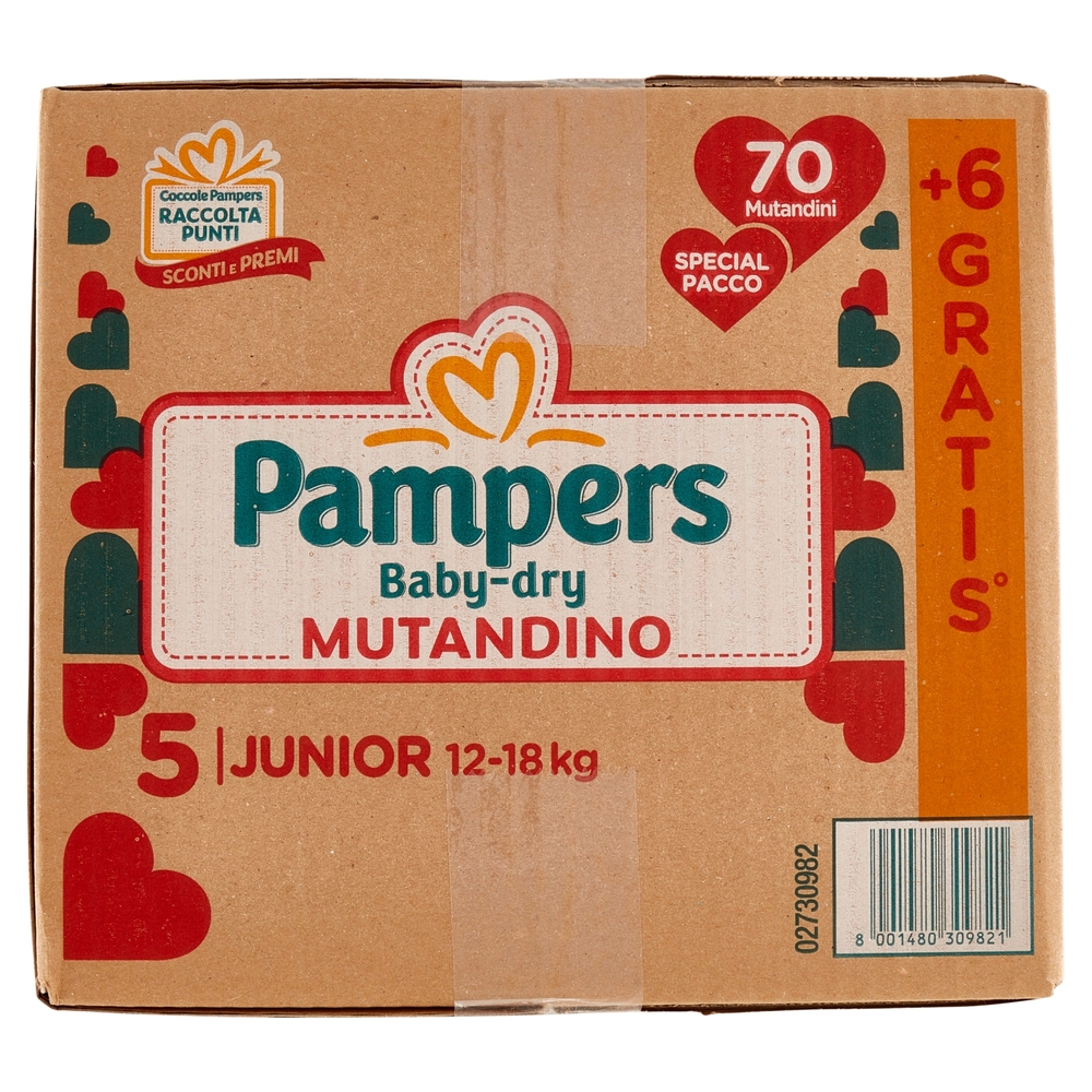 Pampers Baby-dry Mutandino Junior 70 + 6 pz